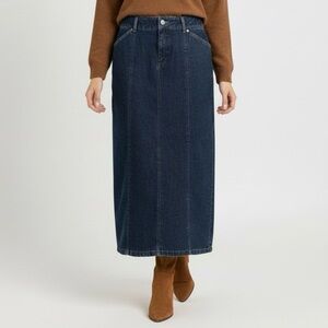 Vintage Maxi Denim Jean Skirt - 10/32-33" Waist, LONG BACK SLIT!